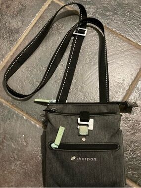 Sherpani Charcoal Gray Crossbody with Mint Accents